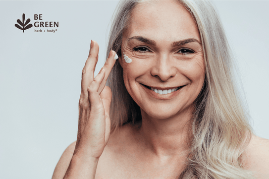 Woman applying skincare products