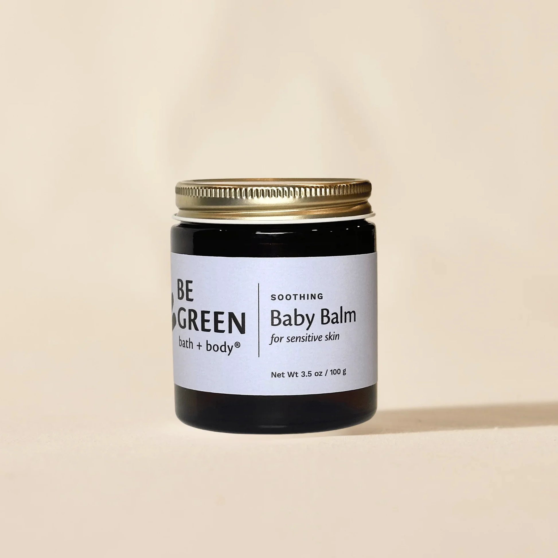 EWG Verified organic baby balm for sensitive skin in amber glass jar