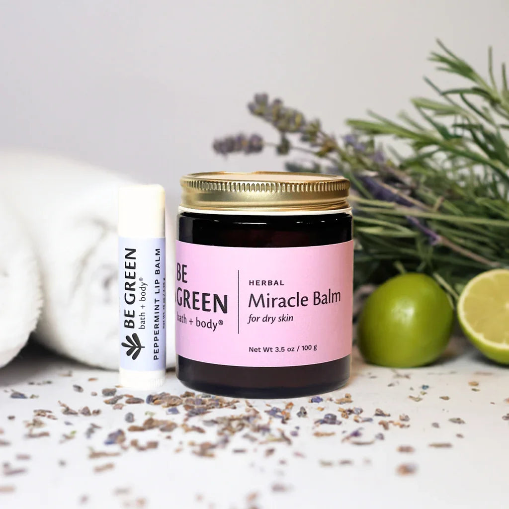 EWG Verified SkinCare Gift Set of Herbal Miracle Balm and Lip Balm