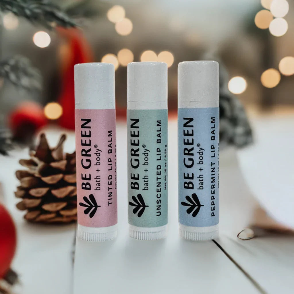 Trio of three organic lip balms