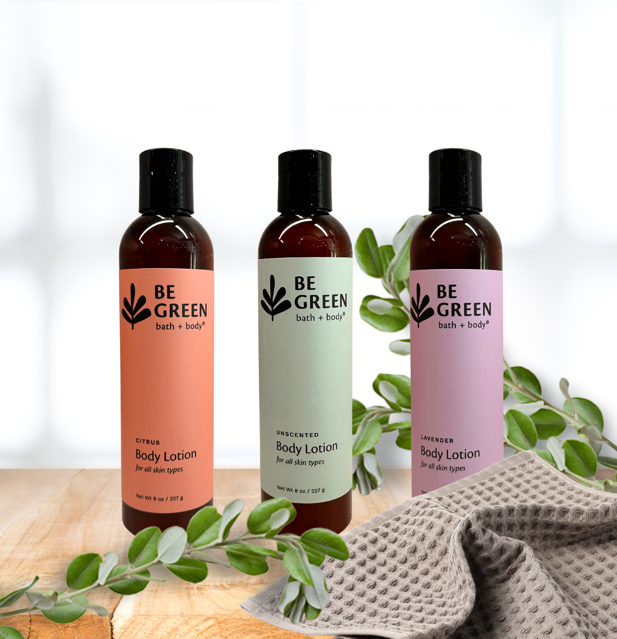 Natural Body Lotions Unscented, Citrus and Lavender