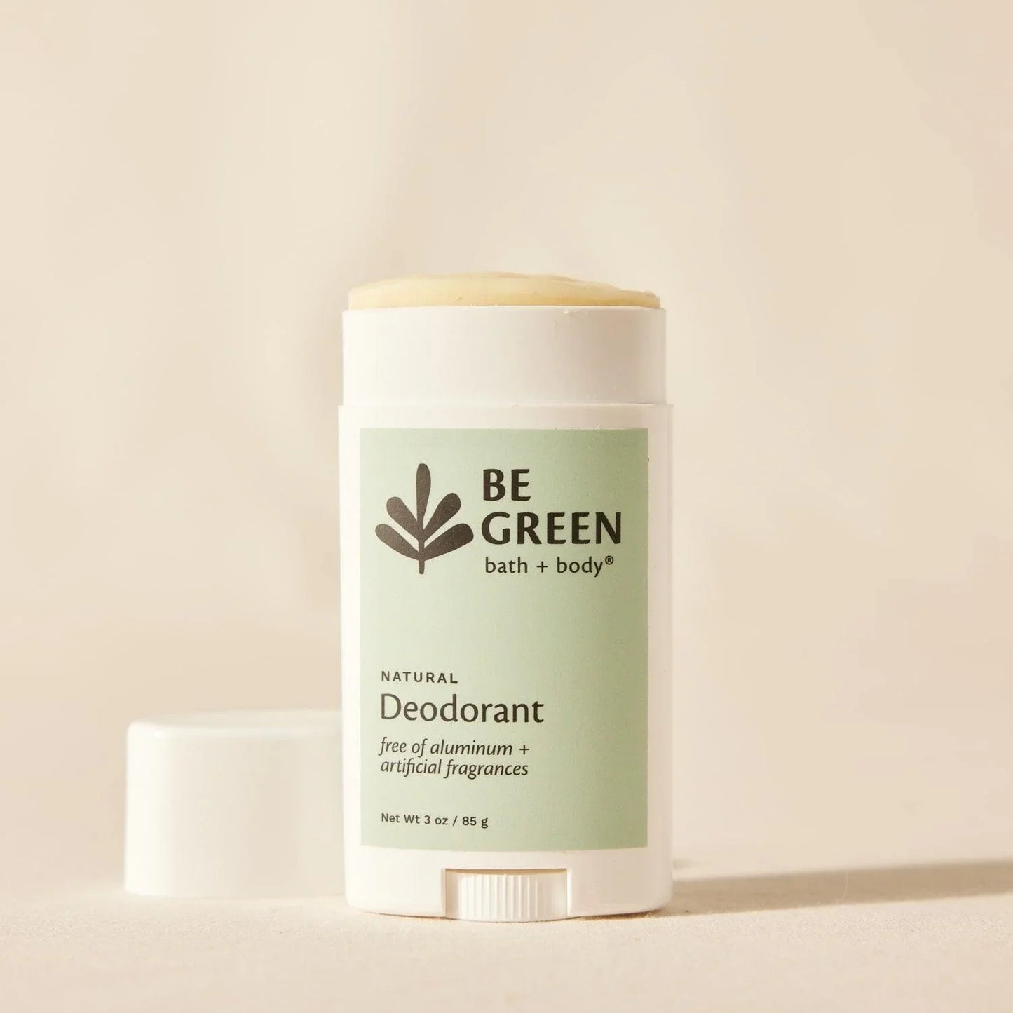 Organic deodorant with cap removed.