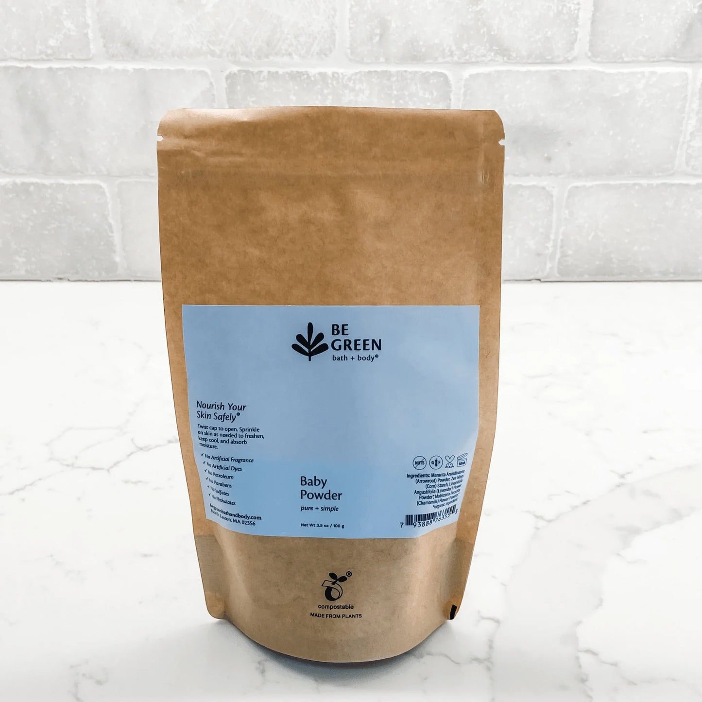 Be Green Bath and Body Baby Powder refill pouch