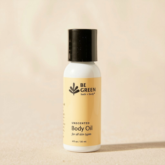 a travel and trial size bottle of no fragrance added body oil