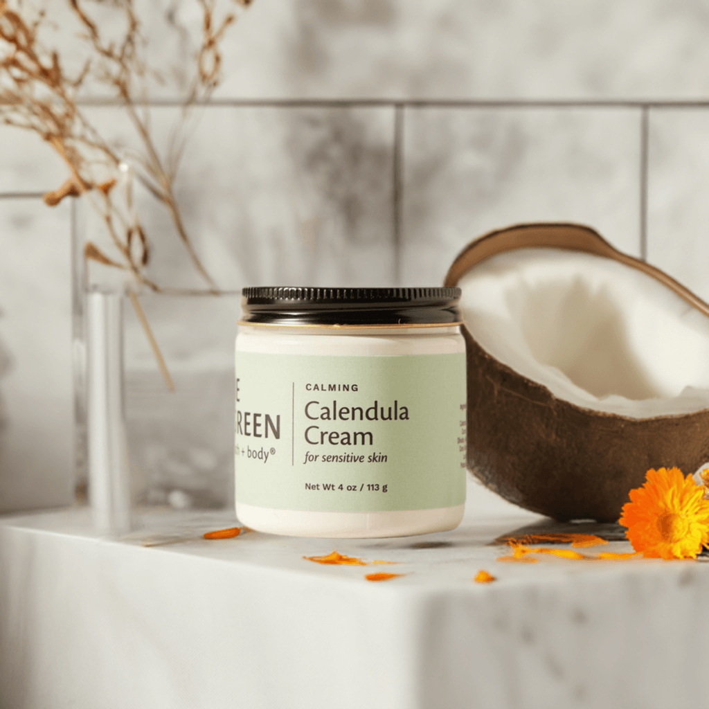EWG Verified Calendula Cream with coconut oil and calendula flowers
