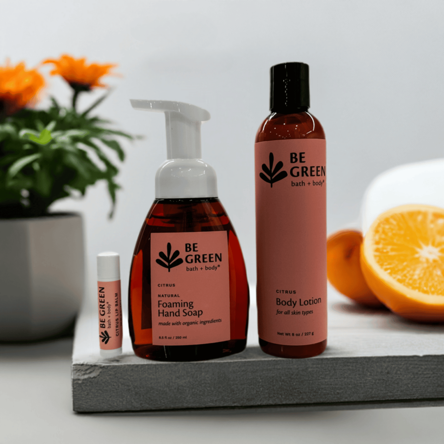 Organic citrus skincare products gift set