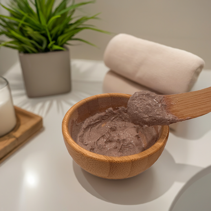 Exfoliating dry cleanser mixed with water