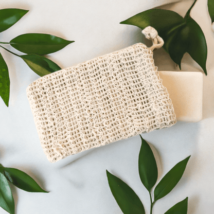 Drawstring soap saver bag made from eco-friendly sisal fiber