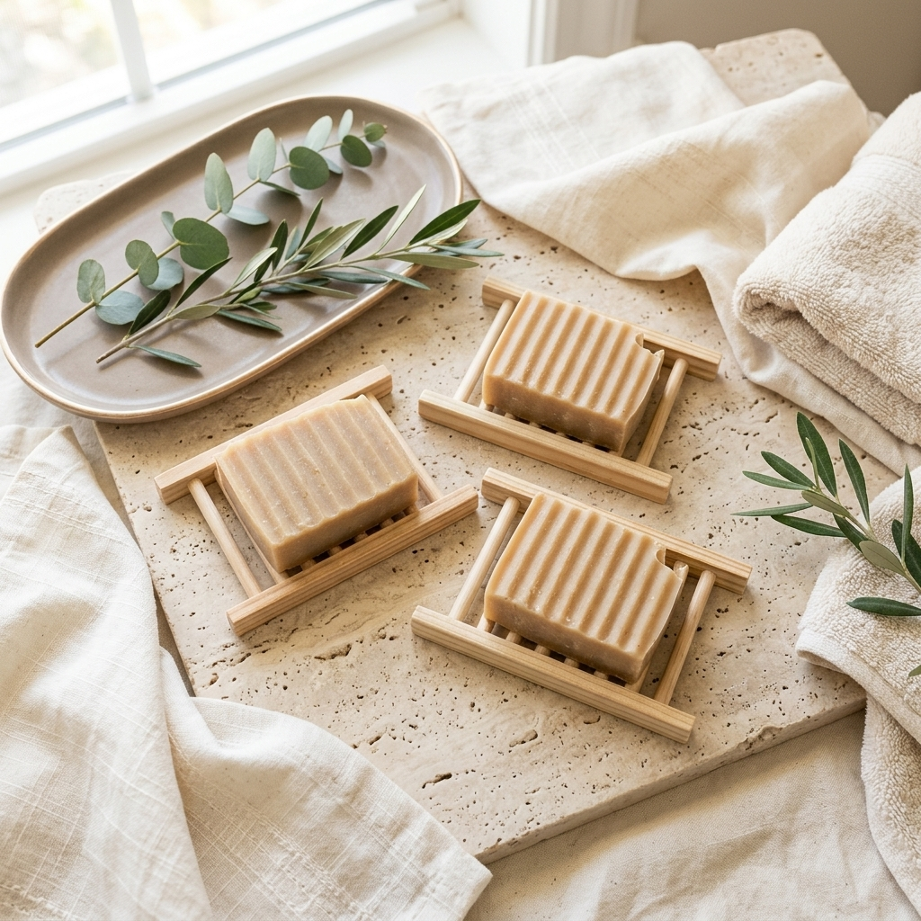Bamboo Soap Dish with Ladder Drainage
