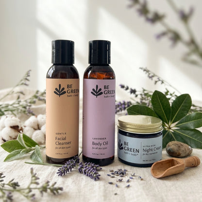 calming skincare ritual cleanser night cream body oil