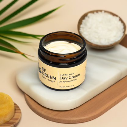 Open jar of EWG Verified Day Cream for dry/normal skin
