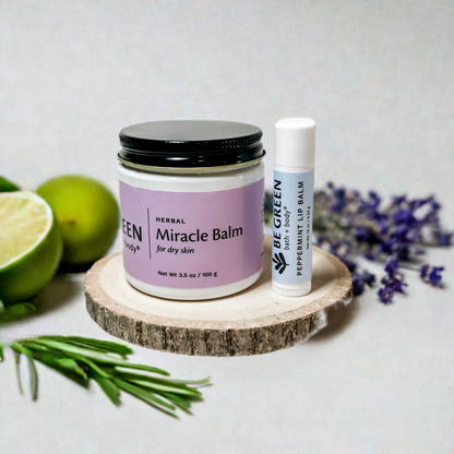EWG Verified Miracle Balm for dry skin with a peppermint lip balm