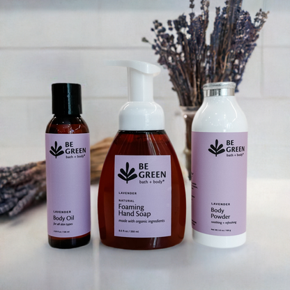 EWG Verified Lavender body oil, lavender hand soap, lavender body powder