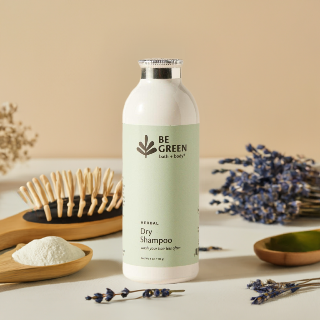 Safe Dry Shampoo with lavender, kaolin, green tea