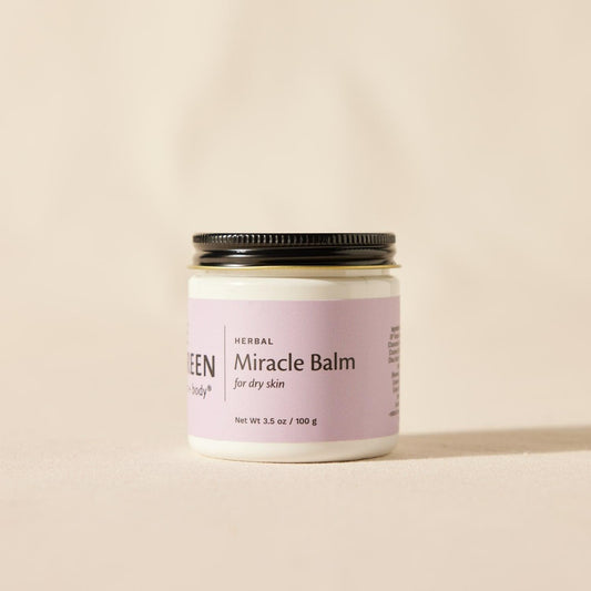 Miracle Balm for dry skin conditions.  EWG Verified.  Natural and organic oils.
