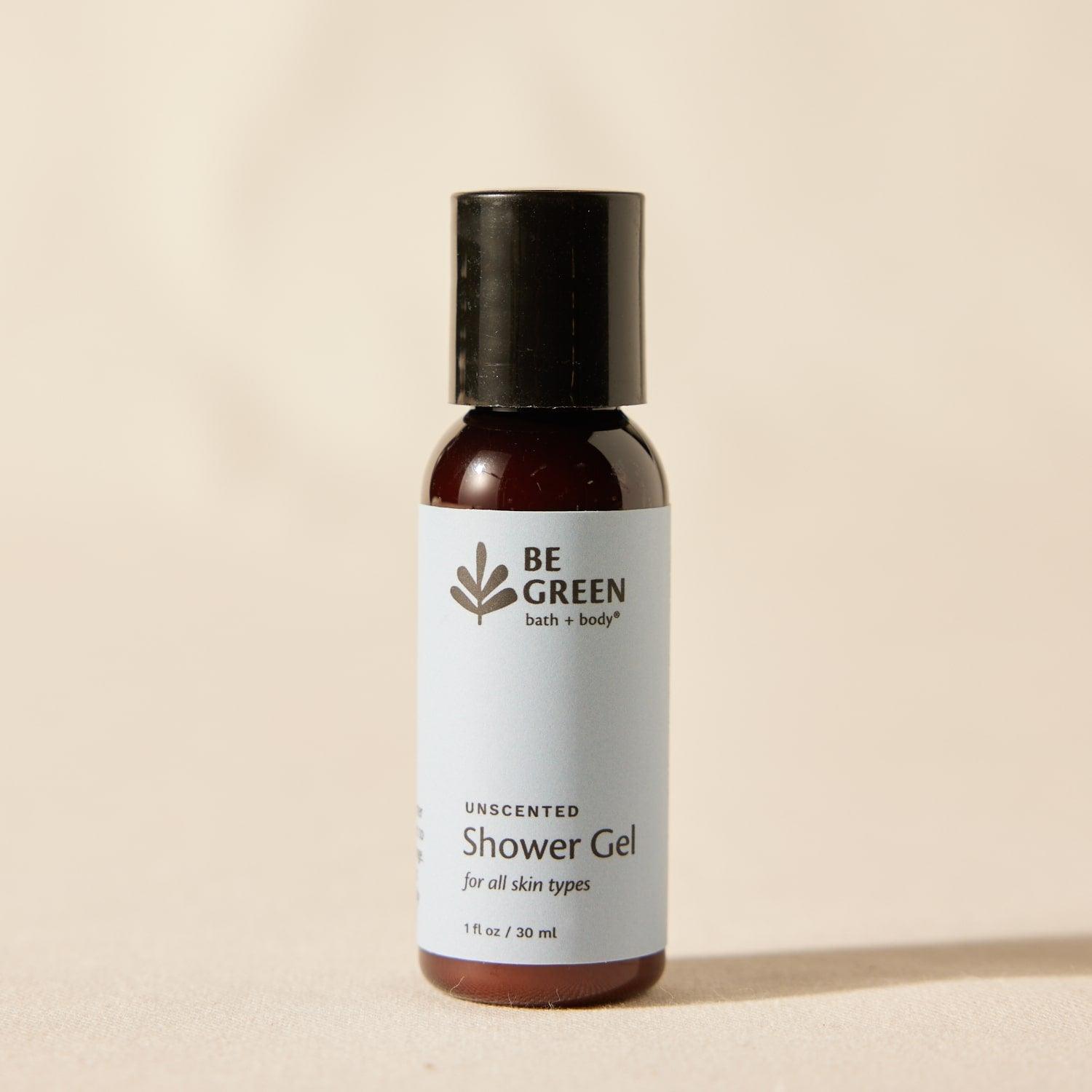 Travel or trial size EWG Verified unscented shower gel with organic ingredients.