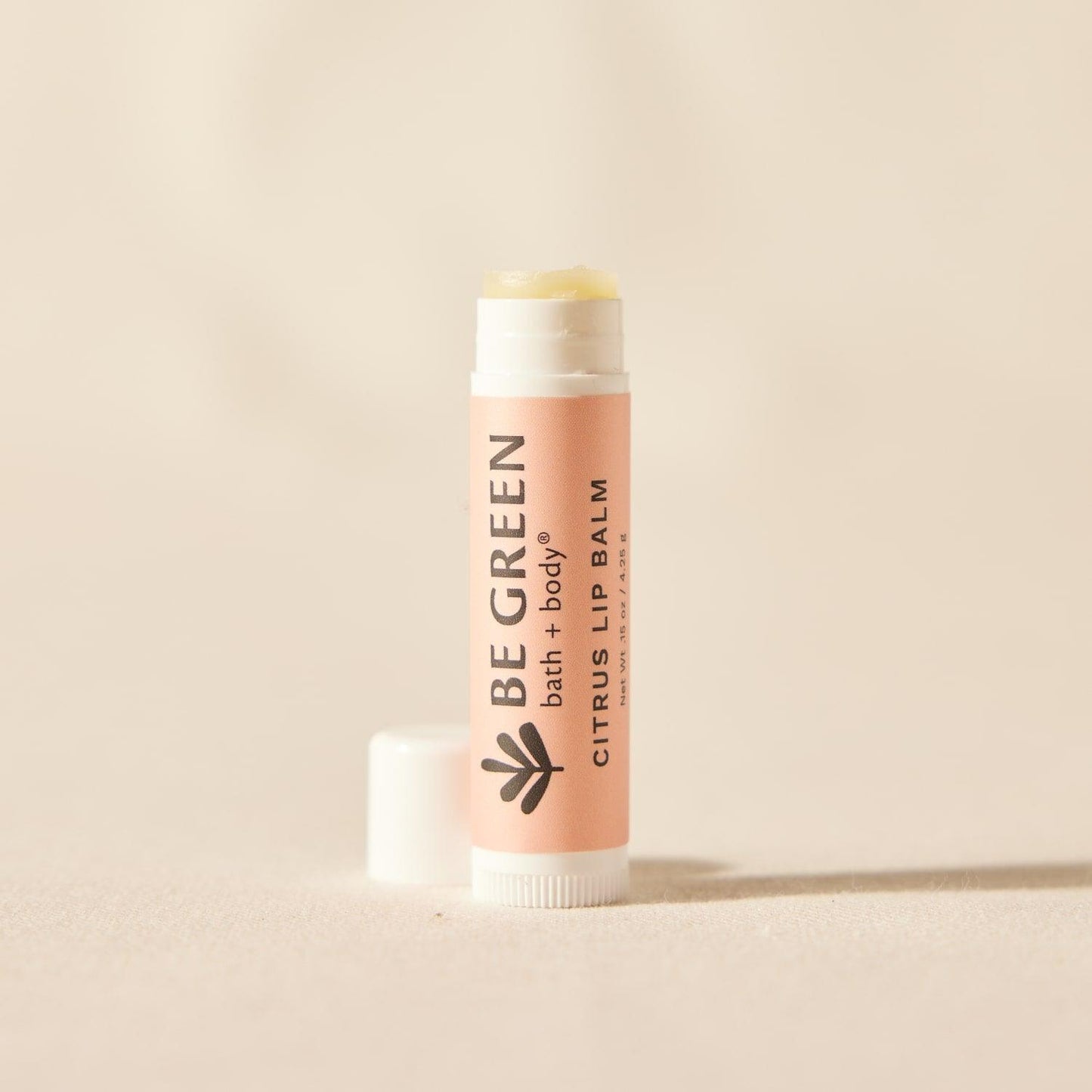 All natural beeswax lip balm with citrus essential oil and zinc oxide.