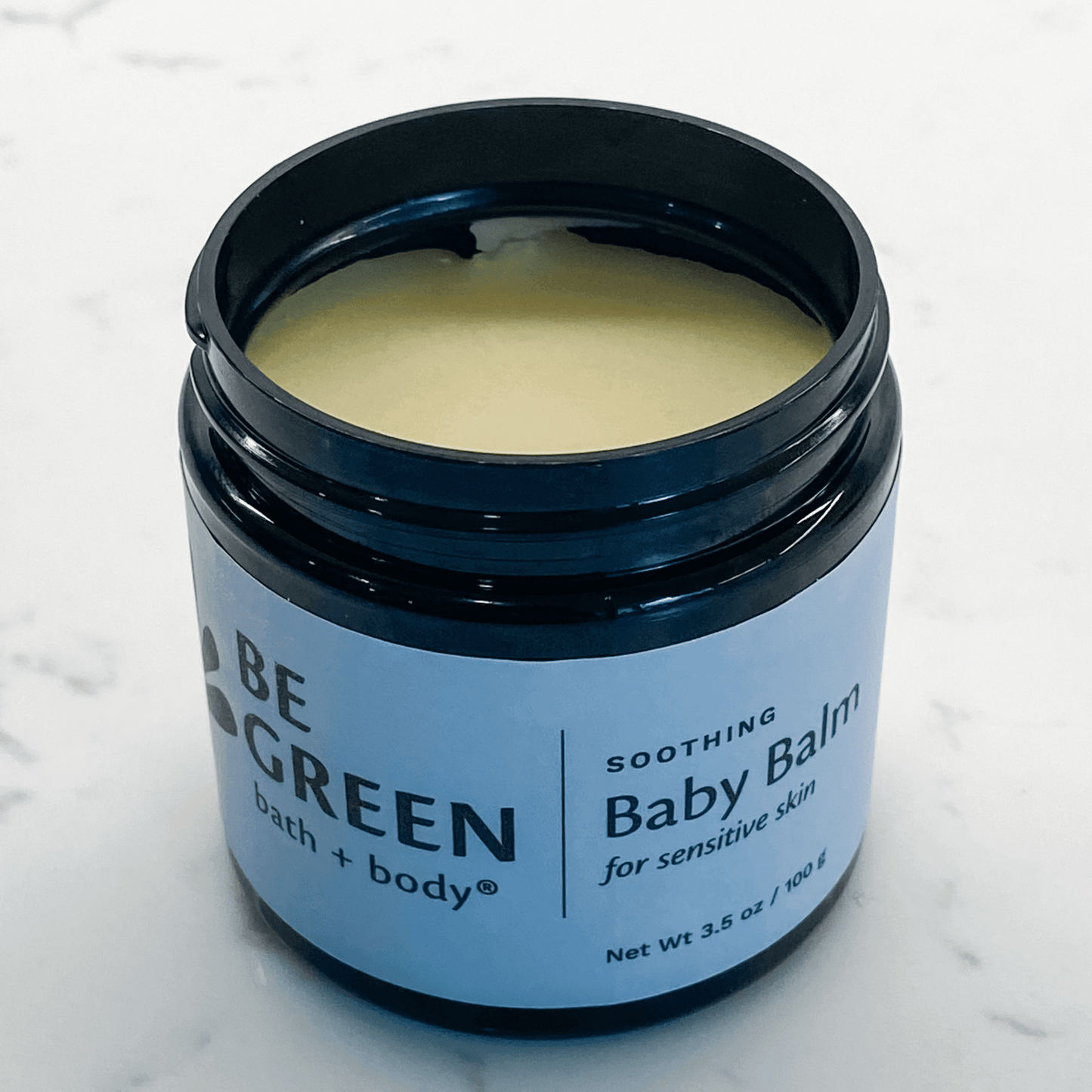 Be Green Bath and Body Baby &  Sensitive Skin Balm open jar