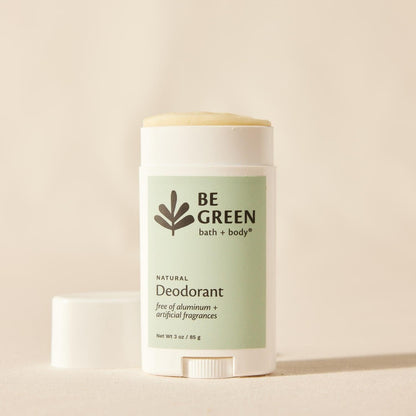 Organic deodorant with cap removed.