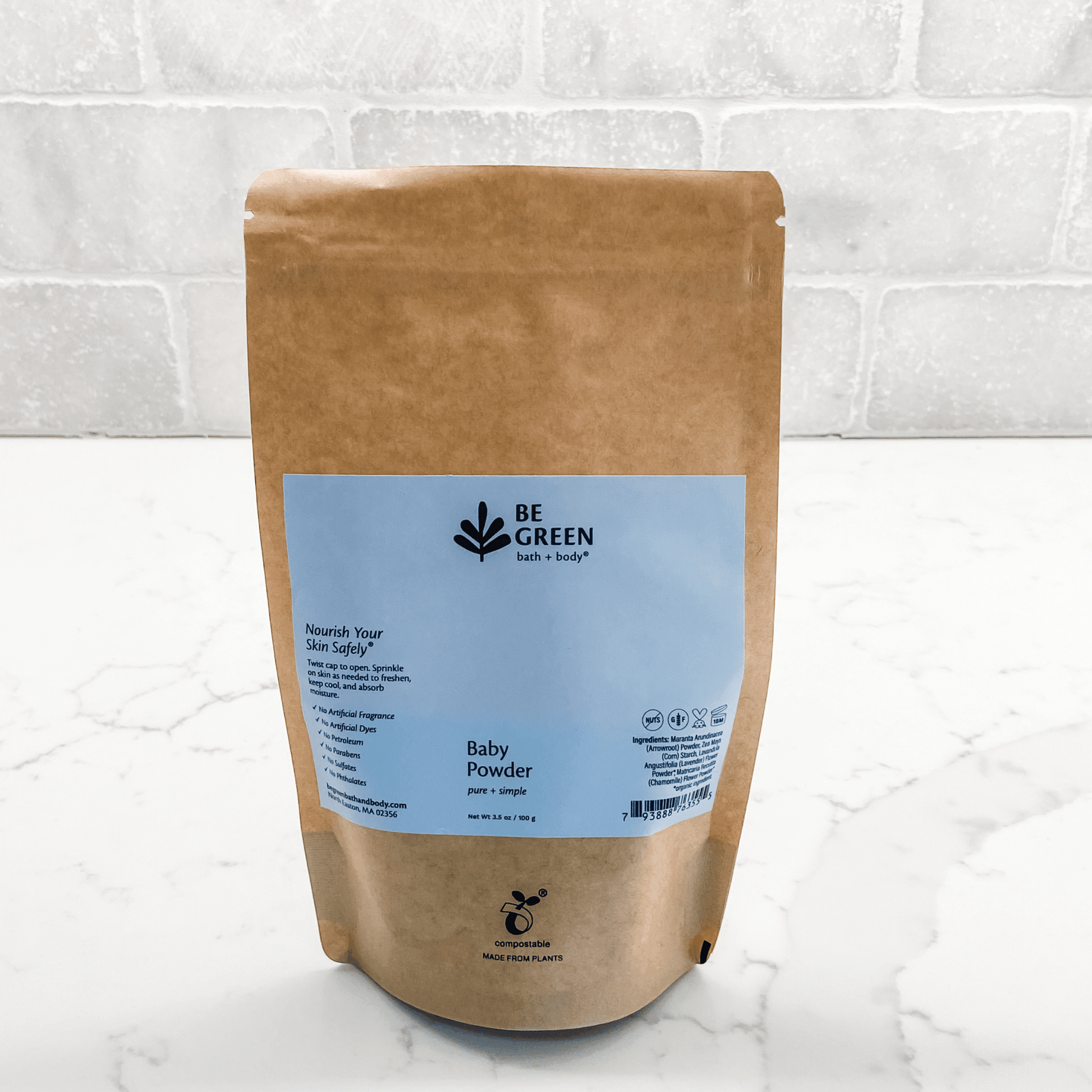 Be Green Bath and Body Baby Powder refill pouch